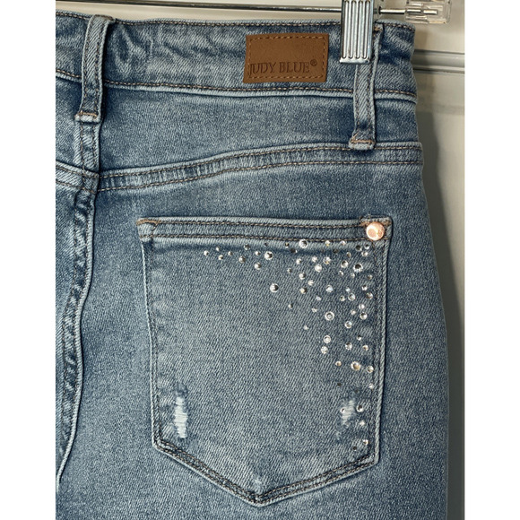 Judy Blue Jeans Women 3/26 Slim Fit Denim Rhinestone Sparkle Distressed Stretch - Picture 11 of 16
